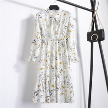 Load image into Gallery viewer, NIJIUDING Spring Summer Autumn Chiffon Print Dress Casual Cute Women floral Long Bowknot Dresses Long Sleeve Vestido S-XL Size