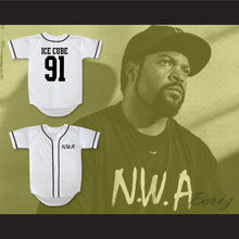 Load image into Gallery viewer, N.W.A. Ice Cube 91 White Baseball Jersey