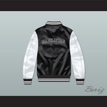 Load image into Gallery viewer, NYC Manhattan Black/ White Varsity Letterman Satin Bomber Jacket