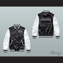 Load image into Gallery viewer, NYC Manhattan Black/ White Varsity Letterman Satin Bomber Jacket