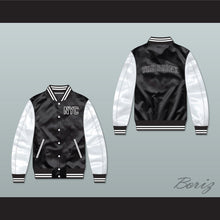 Load image into Gallery viewer, NYC The Bronx Black/ White Varsity Letterman Satin Bomber Jacket