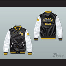 Load image into Gallery viewer, Mac N.Hale High School Black/ White Varsity Letterman Satin Bomber Jacket