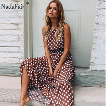 Load image into Gallery viewer, Nadafair Maxi Polka Dot Dress Women Boho Summer Beach Party Chiffon Dress Elastic Waist Dot Casual Long Elegant Dress Vestidos