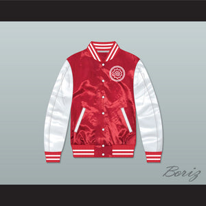 Naruto Red/ White Varsity Letterman Satin Bomber Jacket