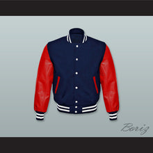 Load image into Gallery viewer, Navy Blue Wool and Red Lab Leather Varsity Letterman Jacket 2