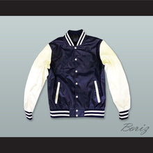 Load image into Gallery viewer, Navy Blue and White Lab Leather Varsity Letterman Jacket