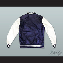 Load image into Gallery viewer, Navy Blue and White Lab Leather Varsity Letterman Jacket