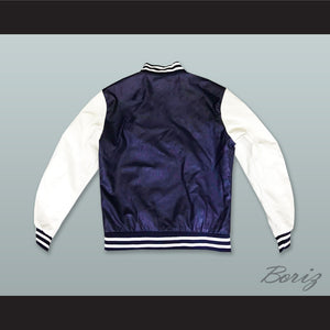 Navy Blue and White Lab Leather Varsity Letterman Jacket