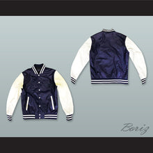 Load image into Gallery viewer, Navy Blue and White Lab Leather Varsity Letterman Jacket