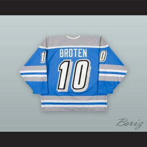 Neal Broten 10 Phoenix Roadrunners Light Blue Hockey Jersey