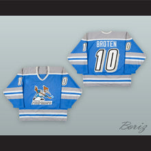 Load image into Gallery viewer, Neal Broten 10 Phoenix Roadrunners Light Blue Hockey Jersey