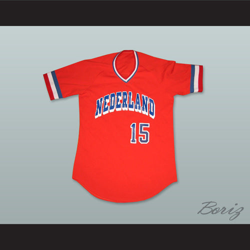 Nederland 15 Red Baseball Jersey