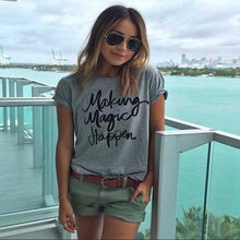 Load image into Gallery viewer, New 2017 Summer Women T-shirt Printed Magic Letters Fashion Loose Tee Shirt