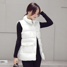 Load image into Gallery viewer, New 2017 autumn and winter women cotton vest white duck down soft warm waistcoat plus size 3XL female outwear brand vest coat