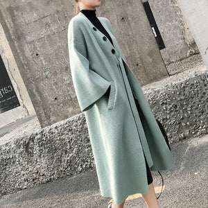 New 2019 Autumn Winter Women Jackets Knitting Warm Korean Style Elegant Casual Long Coat Outerwear Ladies  woman coats