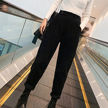 Load image into Gallery viewer, New 2019 Autumn Winter Women Pant Corduroy Loose High Waist Korean Minimalist Style Casual Ankle-Length Pants
