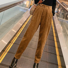 Load image into Gallery viewer, New 2019 Autumn Winter Women Pant Corduroy Loose High Waist Korean Minimalist Style Casual Ankle-Length Pants