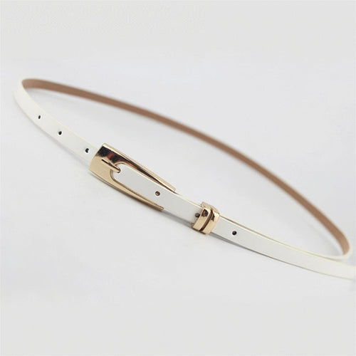New Arrival Candy Color Thin Pu Leather Belt Female Red Brown Black White Yellow Waist Belts for Women Dress Strap Hot Sale