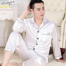 Load image into Gallery viewer, New Couple Sleepwear Silk Satin Pajamas Set Long and Short Button-Down Pyjamas Suit Pijama Women Men Loungewear Plus Size Pj Set