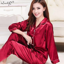 Load image into Gallery viewer, New Couple Sleepwear Silk Satin Pajamas Set Long and Short Button-Down Pyjamas Suit Pijama Women Men Loungewear Plus Size Pj Set