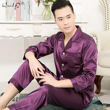 Load image into Gallery viewer, New Couple Sleepwear Silk Satin Pajamas Set Long and Short Button-Down Pyjamas Suit Pijama Women Men Loungewear Plus Size Pj Set