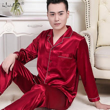 Load image into Gallery viewer, New Couple Sleepwear Silk Satin Pajamas Set Long and Short Button-Down Pyjamas Suit Pijama Women Men Loungewear Plus Size Pj Set