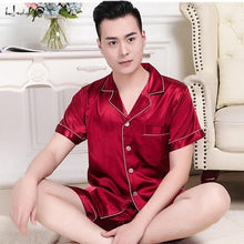 Load image into Gallery viewer, New Couple Sleepwear Silk Satin Pajamas Set Long and Short Button-Down Pyjamas Suit Pijama Women Men Loungewear Plus Size Pj Set