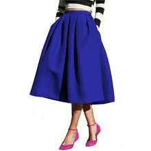 Load image into Gallery viewer, New Female Fashion Street Style Women 'S Skirt Solid Casual Flare High Waist Pleated Pockets Vintage Skirts