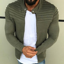 Load image into Gallery viewer, New Men's Winter Zip up Slim Collar Shoulder Ruched Jacket Tops Long Sleeve Casual Coat Outerwear Fleece jacket
