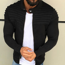 Load image into Gallery viewer, New Men's Winter Zip up Slim Collar Shoulder Ruched Jacket Tops Long Sleeve Casual Coat Outerwear Fleece jacket