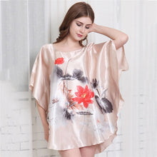 Load image into Gallery viewer, New Red Women Sexy Satin Nightwear Nightgown Plus Size Loose Kaftan Bath Gown Nightdress Summer Sleepwear Wedding Night Dress