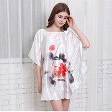 Load image into Gallery viewer, New Red Women Sexy Satin Nightwear Nightgown Plus Size Loose Kaftan Bath Gown Nightdress Summer Sleepwear Wedding Night Dress