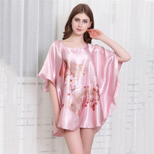 Load image into Gallery viewer, New Red Women Sexy Satin Nightwear Nightgown Plus Size Loose Kaftan Bath Gown Nightdress Summer Sleepwear Wedding Night Dress
