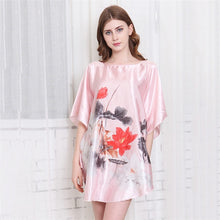 Load image into Gallery viewer, New Red Women Sexy Satin Nightwear Nightgown Plus Size Loose Kaftan Bath Gown Nightdress Summer Sleepwear Wedding Night Dress
