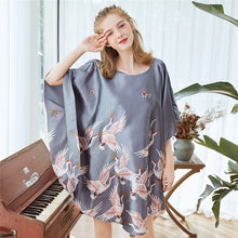 Load image into Gallery viewer, New Red Women Sexy Satin Nightwear Nightgown Plus Size Loose Kaftan Bath Gown Nightdress Summer Sleepwear Wedding Night Dress