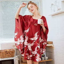 Load image into Gallery viewer, New Red Women Sexy Satin Nightwear Nightgown Plus Size Loose Kaftan Bath Gown Nightdress Summer Sleepwear Wedding Night Dress