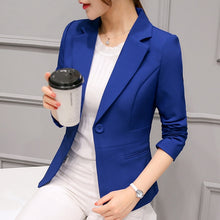 Load image into Gallery viewer, New Spring Autumn Slim Fit Women Formal Blazers Office Work Suit Open Front Notched Ladies Solid Black Coat Fashion Coats Tops