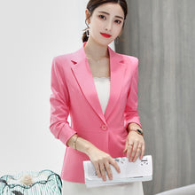Load image into Gallery viewer, New Spring Autumn Slim Fit Women Formal Blazers Office Work Suit Open Front Notched Ladies Solid Black Coat Fashion Coats Tops