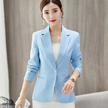 Load image into Gallery viewer, New Spring Autumn Slim Fit Women Formal Blazers Office Work Suit Open Front Notched Ladies Solid Black Coat Fashion Coats Tops