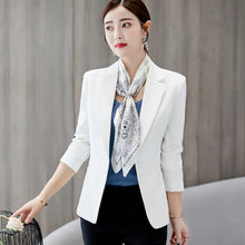Load image into Gallery viewer, New Spring Autumn Slim Fit Women Formal Blazers Office Work Suit Open Front Notched Ladies Solid Black Coat Fashion Coats Tops