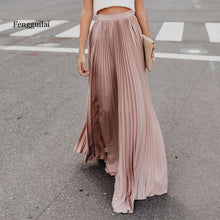 Load image into Gallery viewer, New Spring Summer High Waist Pleated Skirt Women Chiffon Skirt Long Skirt Solid Big Size Young Ladies Party Saia Femme 3xl