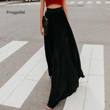 Load image into Gallery viewer, New Spring Summer High Waist Pleated Skirt Women Chiffon Skirt Long Skirt Solid Big Size Young Ladies Party Saia Femme 3xl