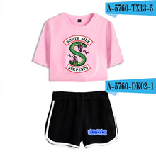 Load image into Gallery viewer, New Top and Shorts Set Riverdale Southside Serpents 2piece Set Women Crop Top 2018 Summer Outfits Track Suit Women Wholesale
