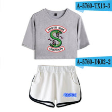 Load image into Gallery viewer, New Top and Shorts Set Riverdale Southside Serpents 2piece Set Women Crop Top 2018 Summer Outfits Track Suit Women Wholesale
