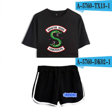 Load image into Gallery viewer, New Top and Shorts Set Riverdale Southside Serpents 2piece Set Women Crop Top 2018 Summer Outfits Track Suit Women Wholesale