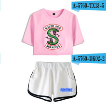Load image into Gallery viewer, New Top and Shorts Set Riverdale Southside Serpents 2piece Set Women Crop Top 2018 Summer Outfits Track Suit Women Wholesale