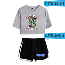 Load image into Gallery viewer, New Top and Shorts Set Riverdale Southside Serpents 2piece Set Women Crop Top 2018 Summer Outfits Track Suit Women Wholesale