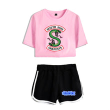 Load image into Gallery viewer, New Top and Shorts Set Riverdale Southside Serpents 2piece Set Women Crop Top 2018 Summer Outfits Track Suit Women Wholesale