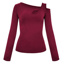 Load image into Gallery viewer, New Women Autumn T-shirt Solid Stretchy Hollow Out Cold Shoulder Slim Sexy Tight Long Sleeve Casual Tops Pullovers Female Shirts