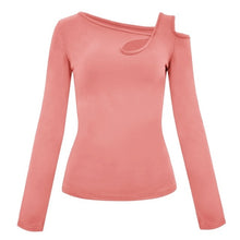 Load image into Gallery viewer, New Women Autumn T-shirt Solid Stretchy Hollow Out Cold Shoulder Slim Sexy Tight Long Sleeve Casual Tops Pullovers Female Shirts